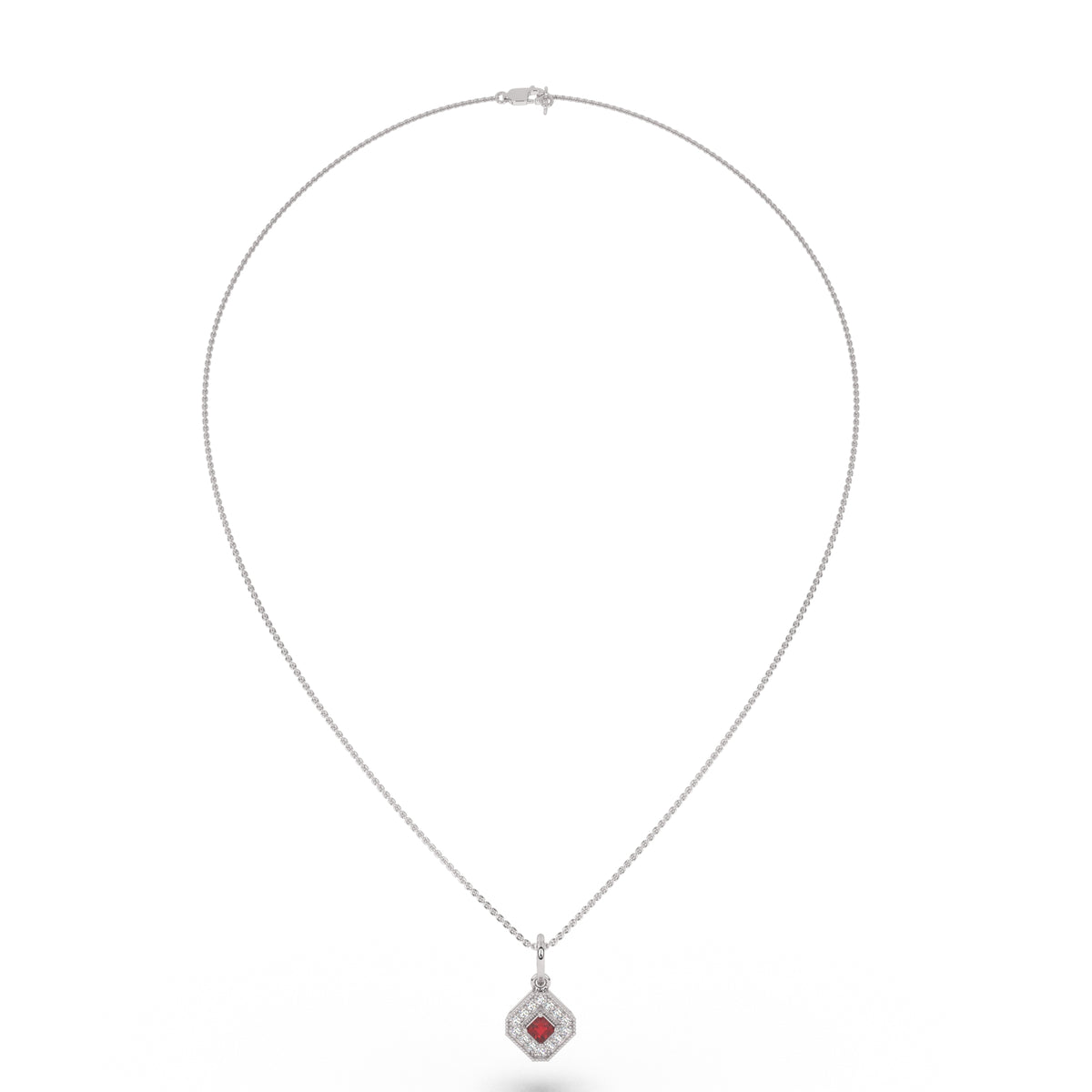 Crimson Radiance Square Pendant