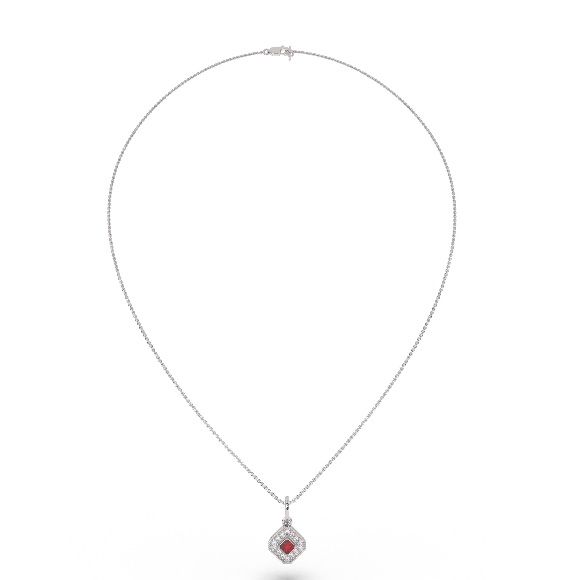 Crimson Radiance Square Pendant
