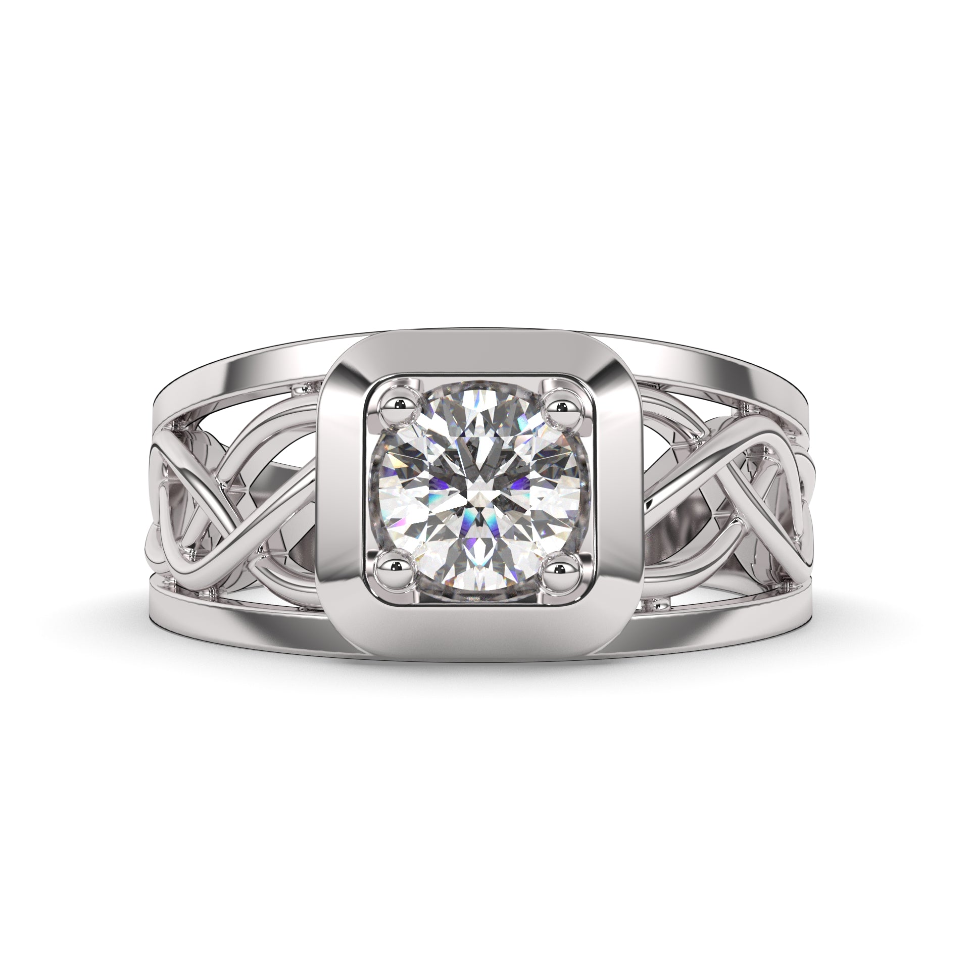 Vortex Diamond Solitaire Ring