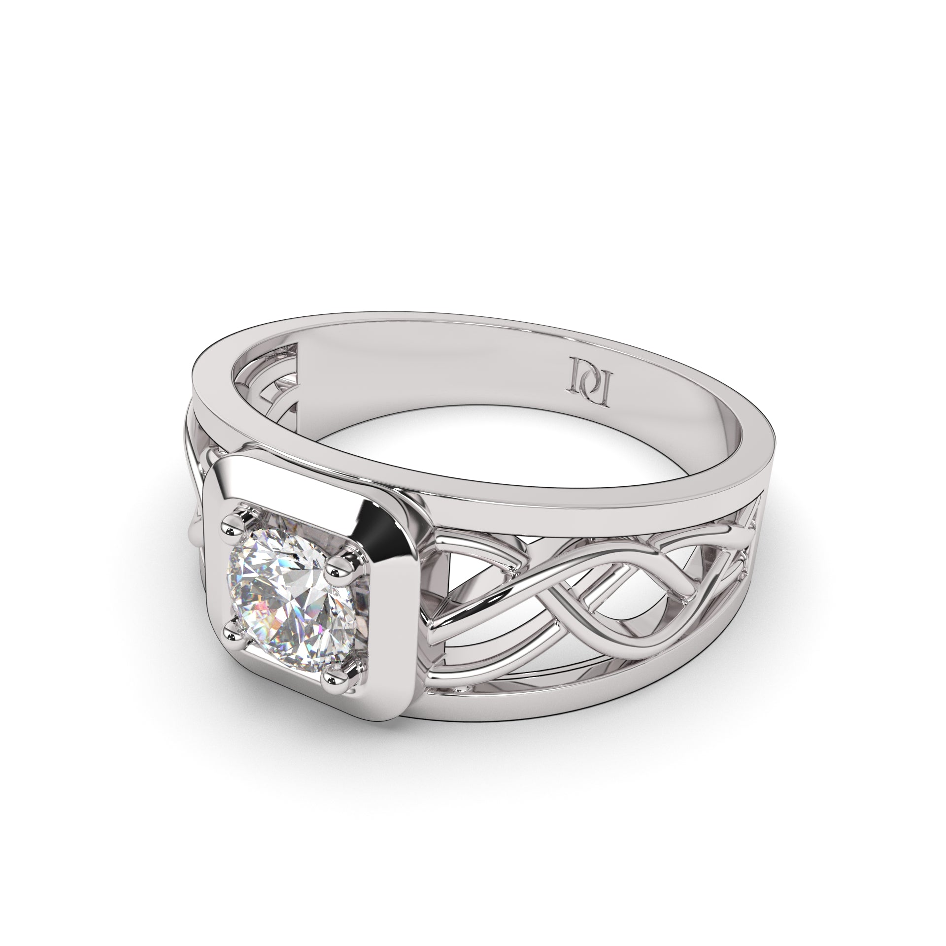Vortex Diamond Solitaire Ring