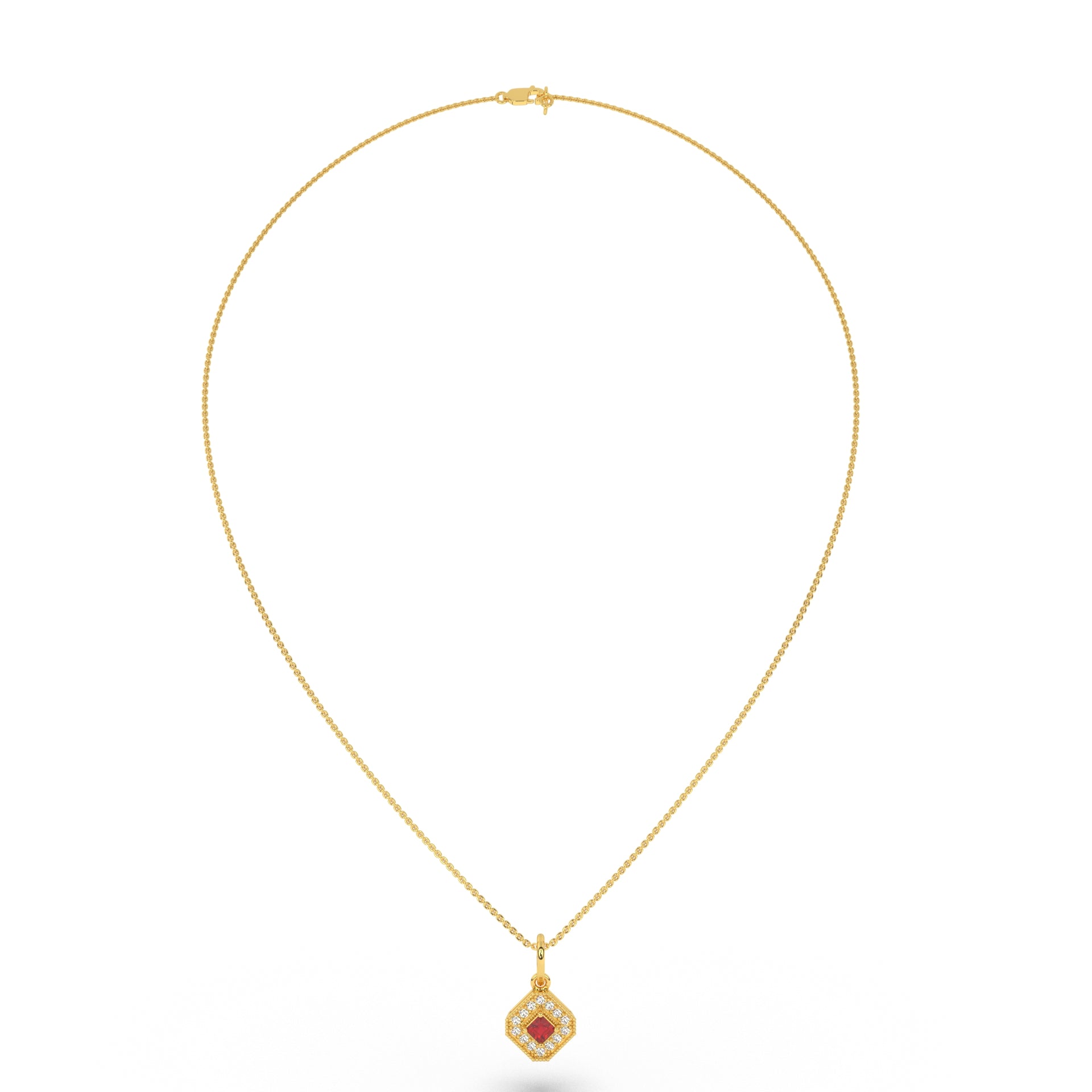 Crimson Radiance Square Pendant