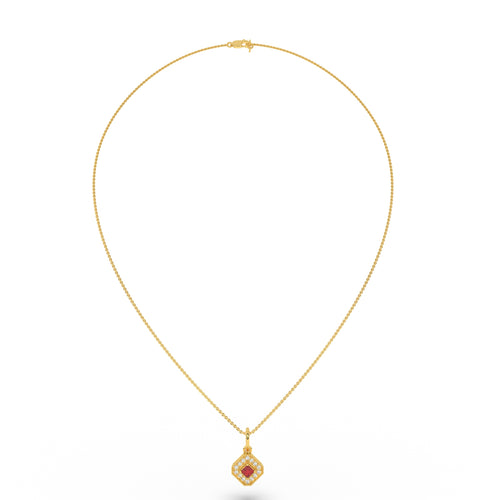 Crimson Radiance Square Pendant
