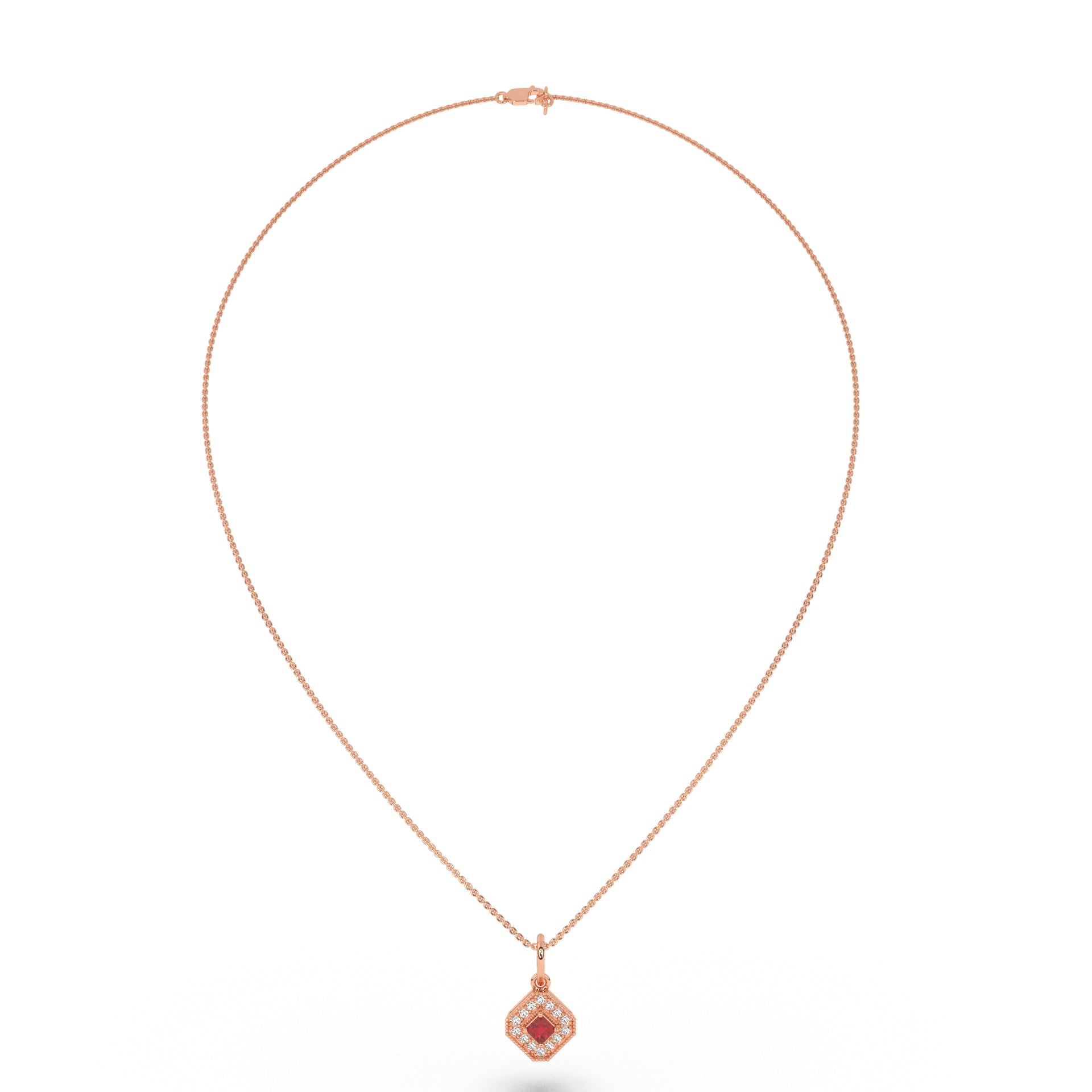 Crimson Radiance Square Pendant
