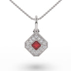 Crimson Radiance Square Pendant